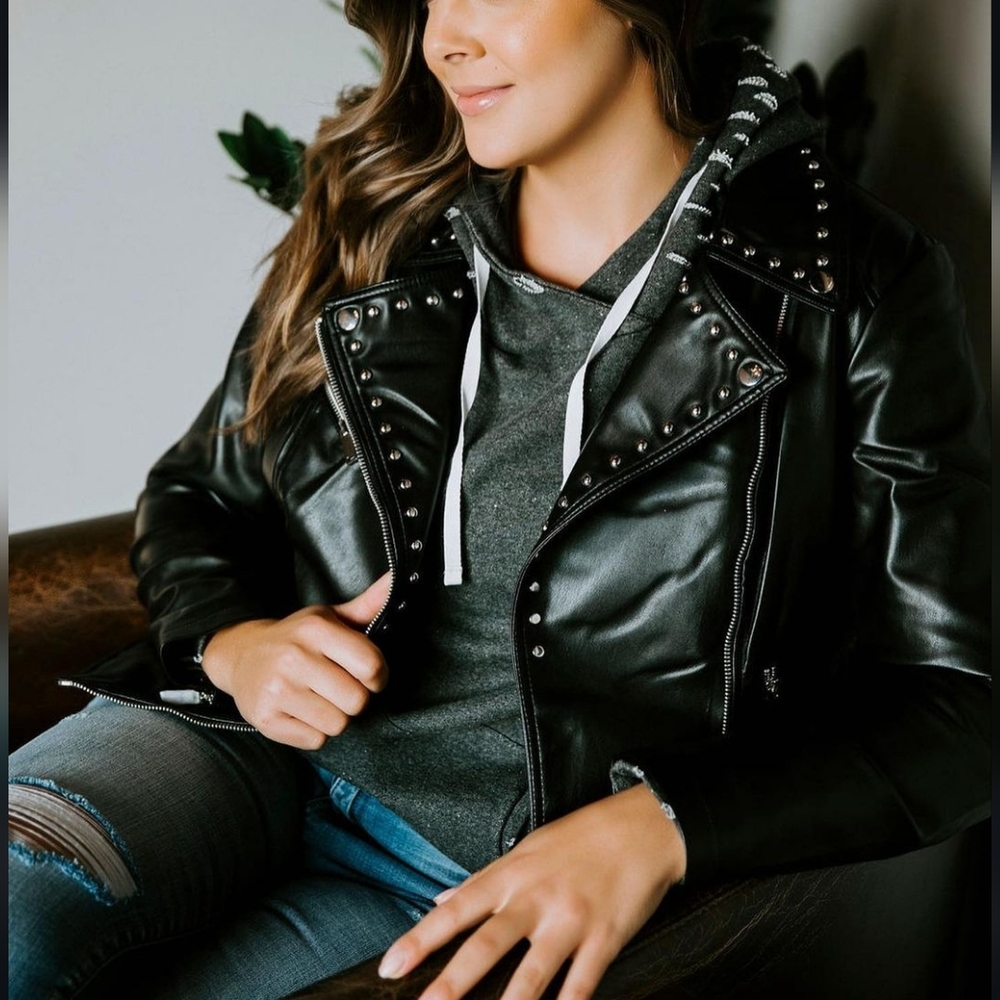 Studded Leather Moto Jacket